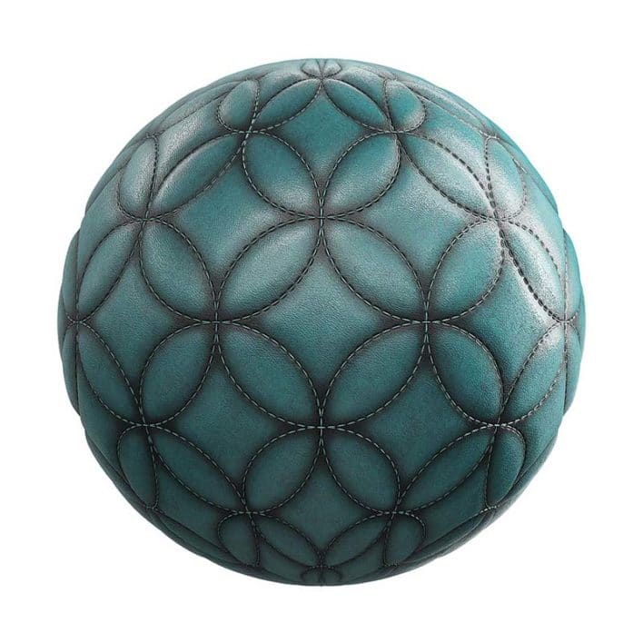 Quilted Cyan Leather Pbr Texture