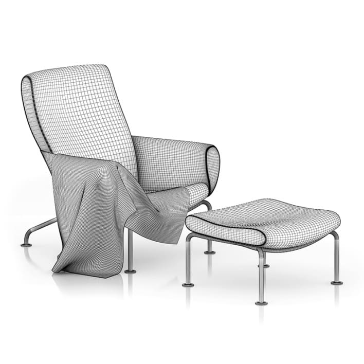 Grey Lounge Chair with Footrest