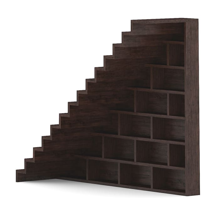 Wooden Stairs with Bookshelf