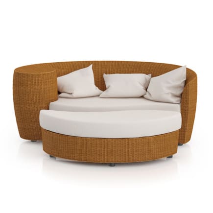 Wicker Sofa with Footrest