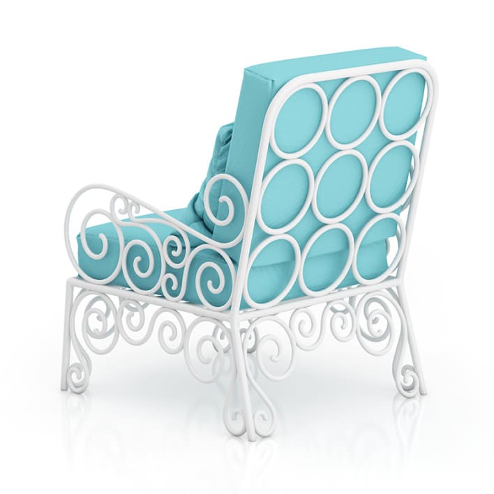 White Armchair with Cyan Pillow