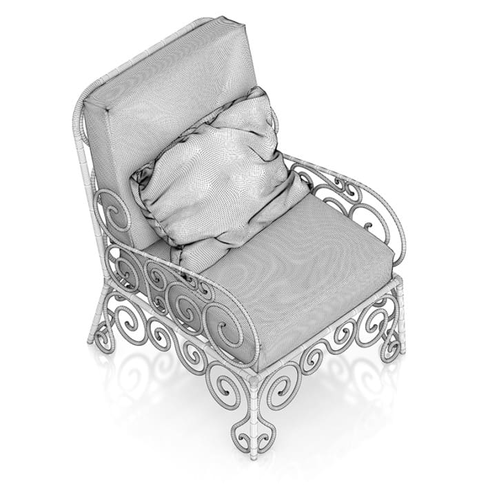 White Armchair with Cyan Pillow