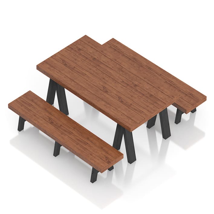 Wooden Table and Benches