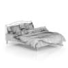 Wooden Bed with Grey Bedclothes