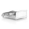 Wooden Bed with Grey Bedclothes