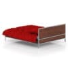 Wooden Bed with Red Bedclothes