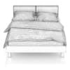 Grey Bed with Grid Pattern