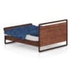 Modern Wooden Bed with Blue Bedclothes