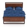Modern Wooden Bed with Blue Bedclothes