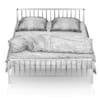 Metal Bed with Striped Bedclothes