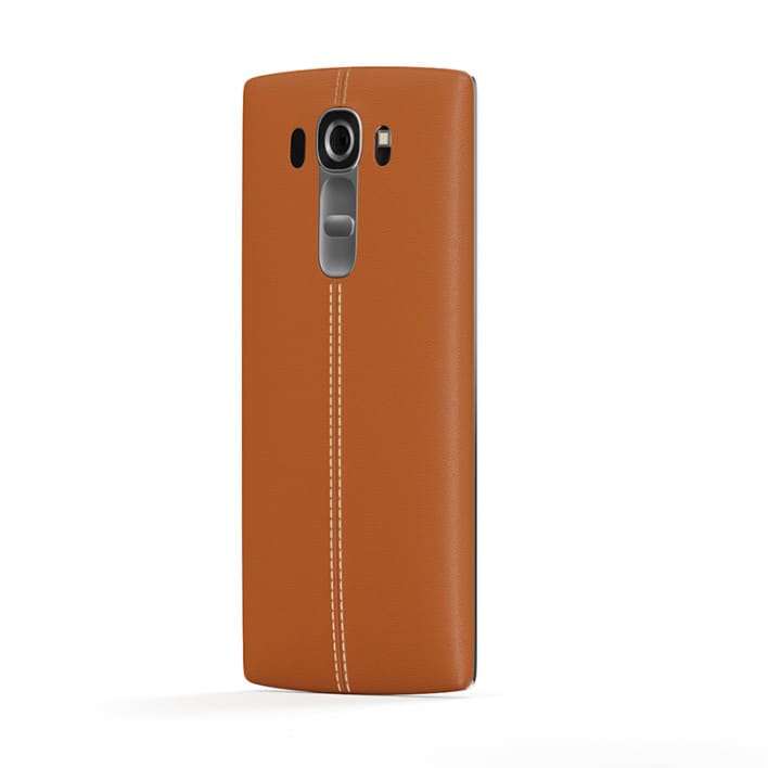 Smartphone in leather case