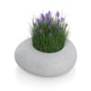 Grass with Flowers in Concrete Pot