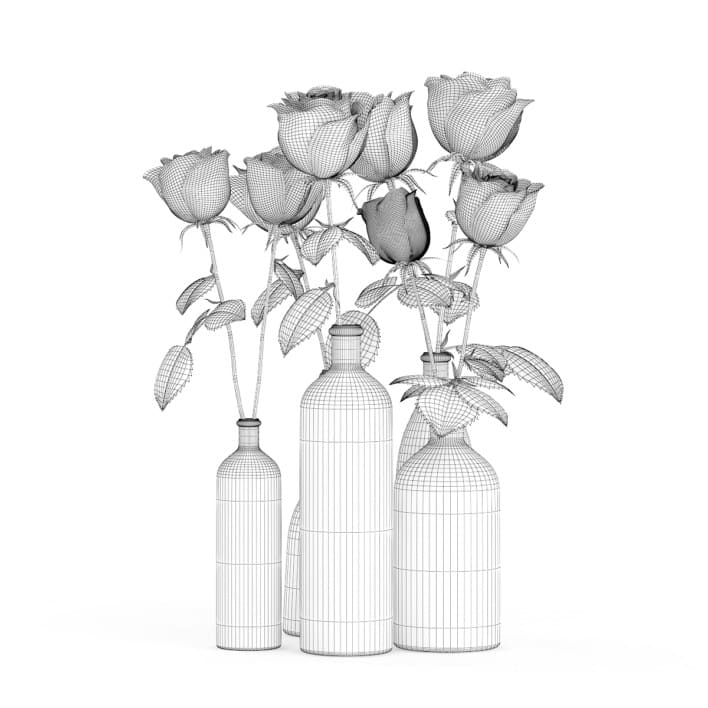 Roses in Glass Vases