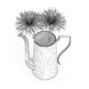 3d Pink Flowes in Golden Teapot