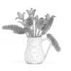 3d Blue and White Flowers in White Pot