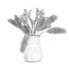 3d Blue and White Flowers in White Pot