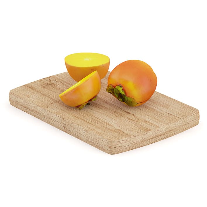 Persimmon Fruits on Wooden Board