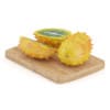 Sliced Horned Melon on Wooden Board