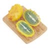 Sliced Horned Melon on Wooden Board