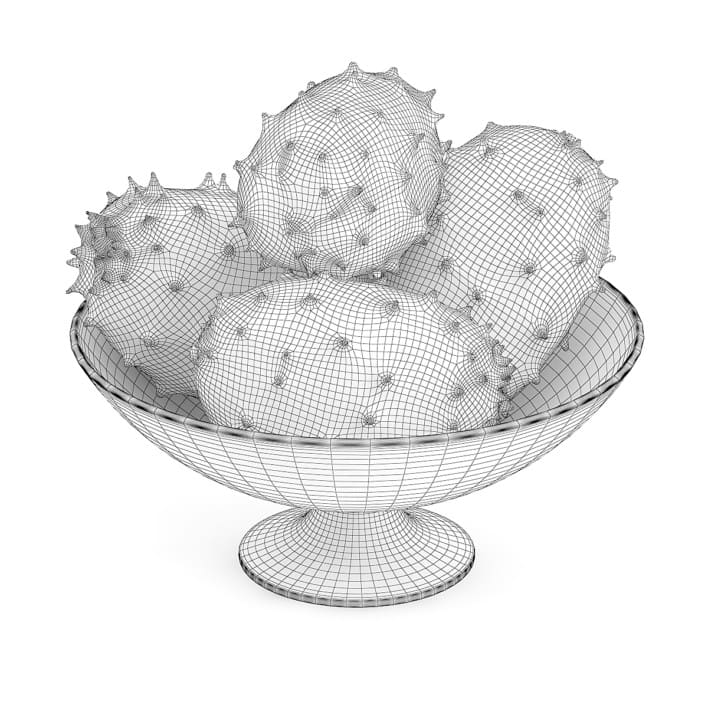 Horned Melons in Glass Bowl