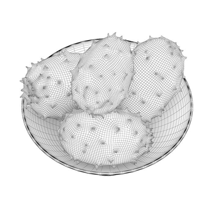 Horned Melons in Glass Bowl