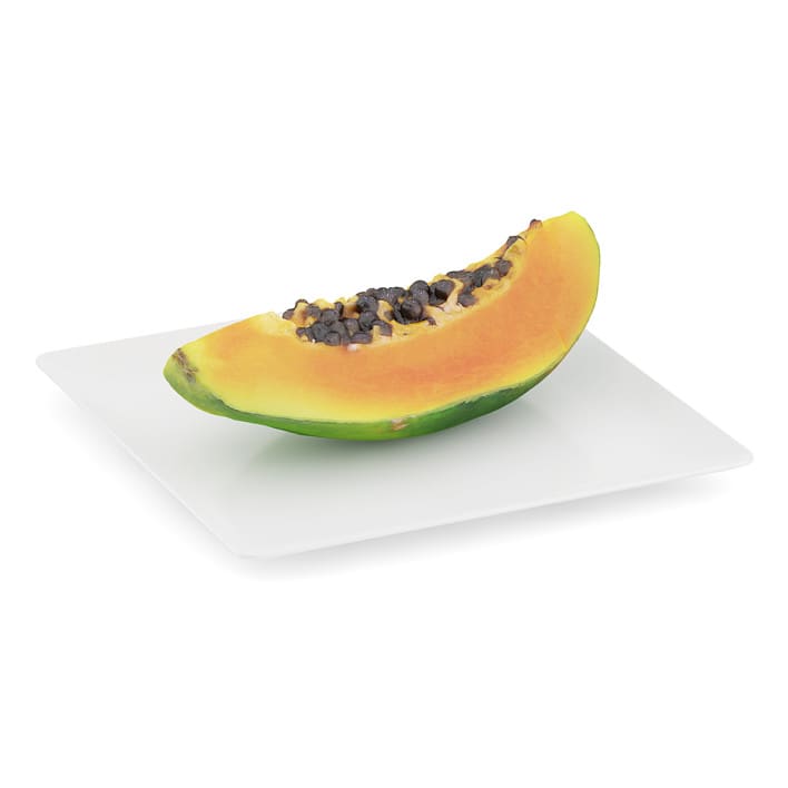 Papaya Slice on White Plate