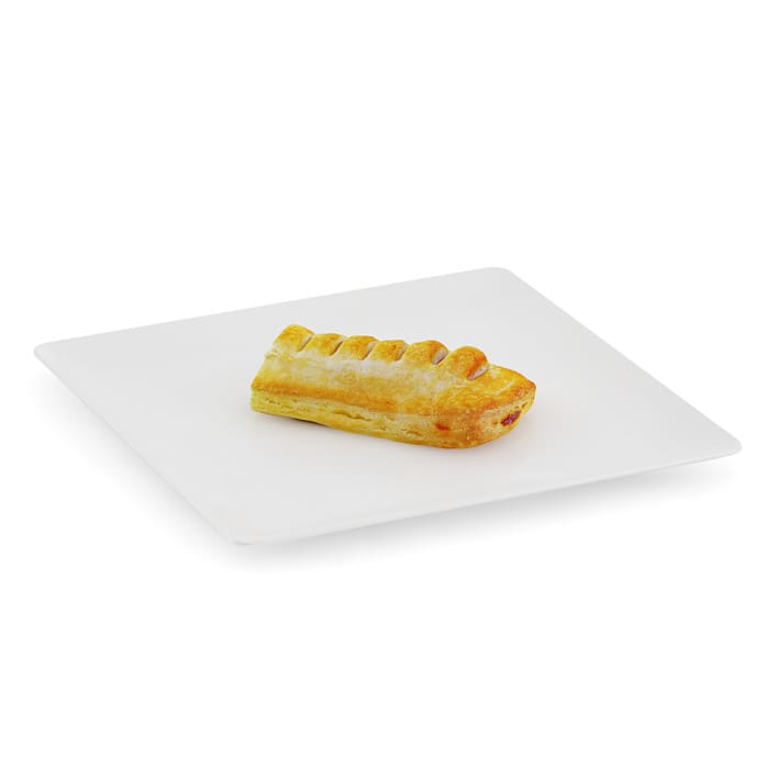 Slice of Sausage Roll on White Plate
