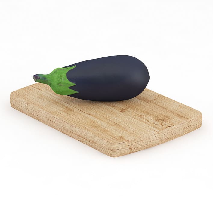 Eggplant on Wooden Board