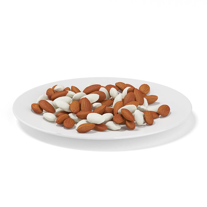 Almonds on White Plate