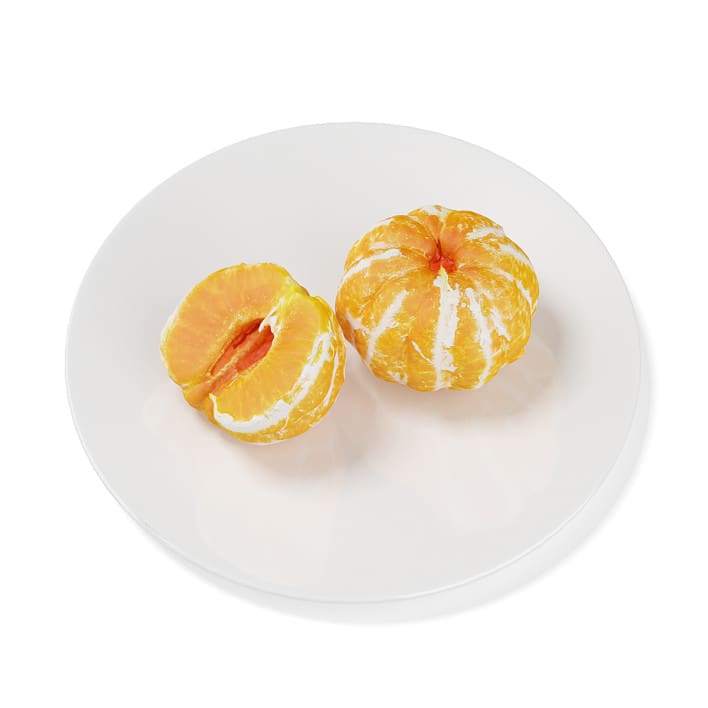 Peeled Tangerines on White Plate