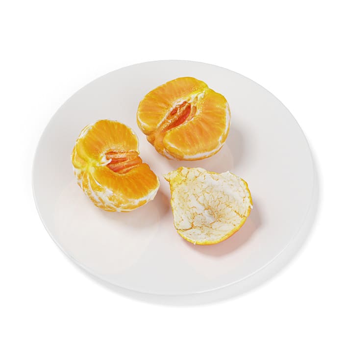 Halved Tangerine on White Plate
