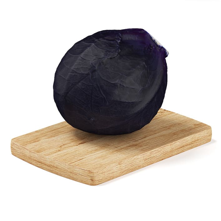 Red Cabbage on Wooden Board