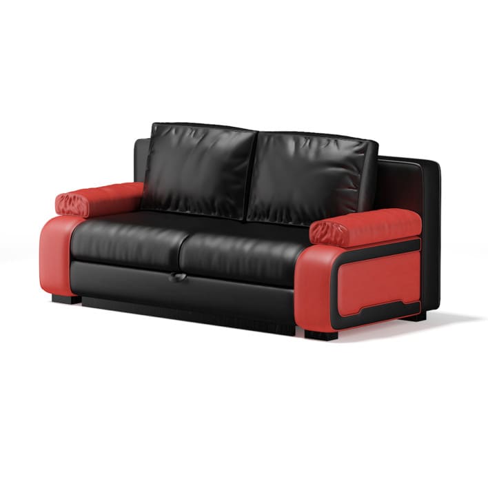 Black and Red Leather Sofa