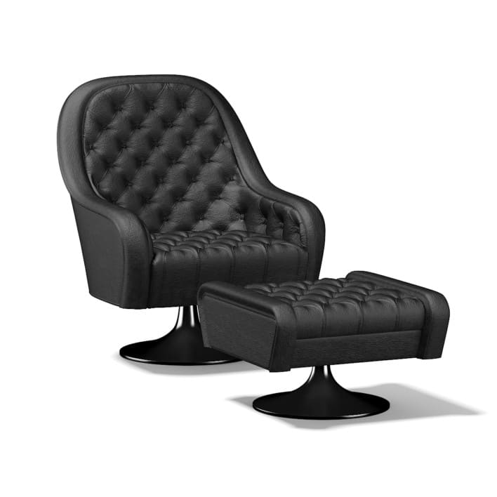 Leather Armchair with Footrest