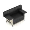 Black Leather Armchair with Wooden Back - Image 6