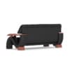 Black Leather Sofa with Wooden Arms - Image 3