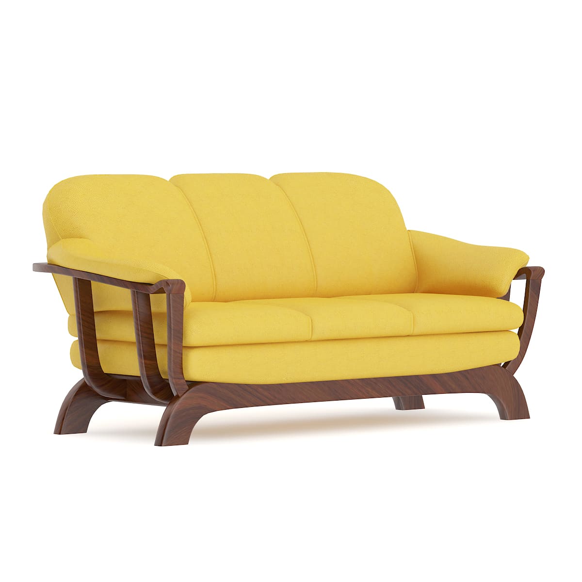 Yellow Sofa With Wooden Frame, Wooden Couch Frame