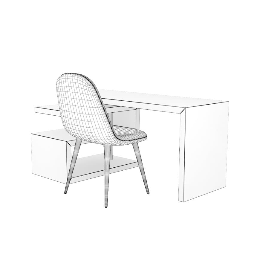 White Desk Black Chair