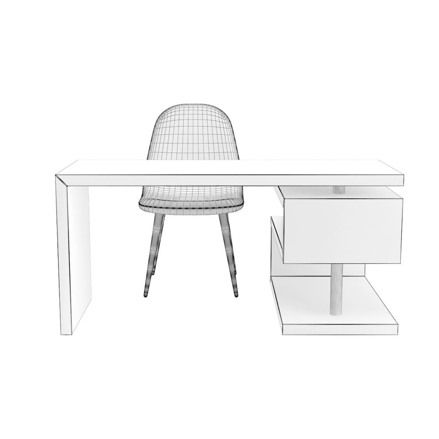 White Desk Black Chair