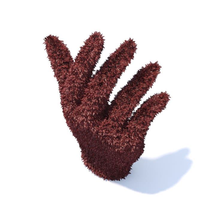 Hand Shaped Red Hedge 3D Model