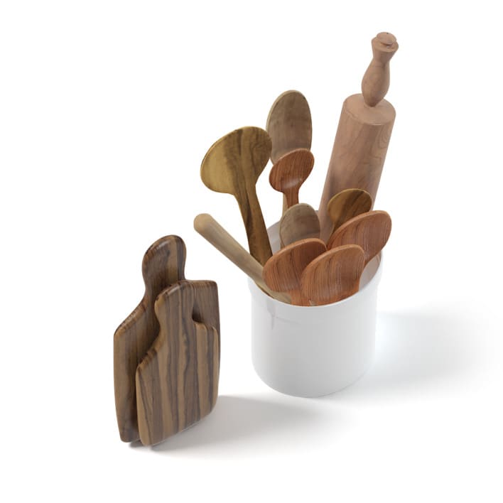 Wooden Kitchen Utensils 3D Model