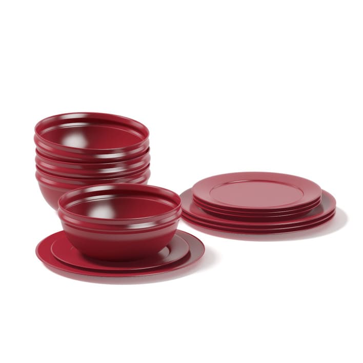 Red Dishes Set 3D Model