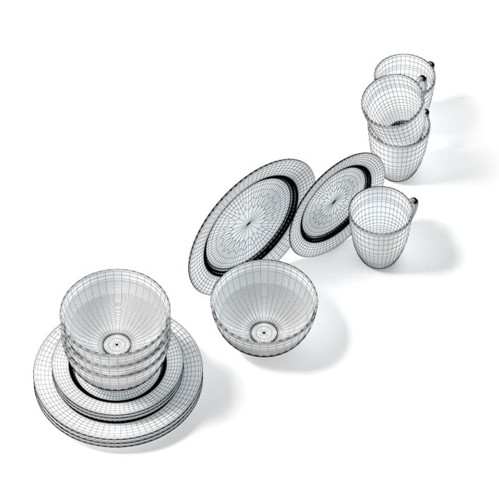 Grey Dishes Set 3D Model