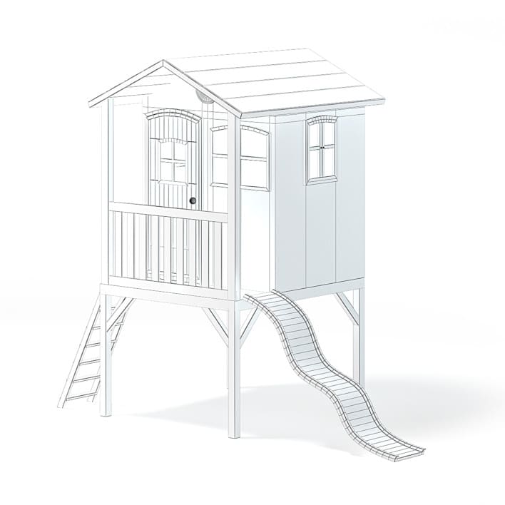 Children House with a Slide 3D Model