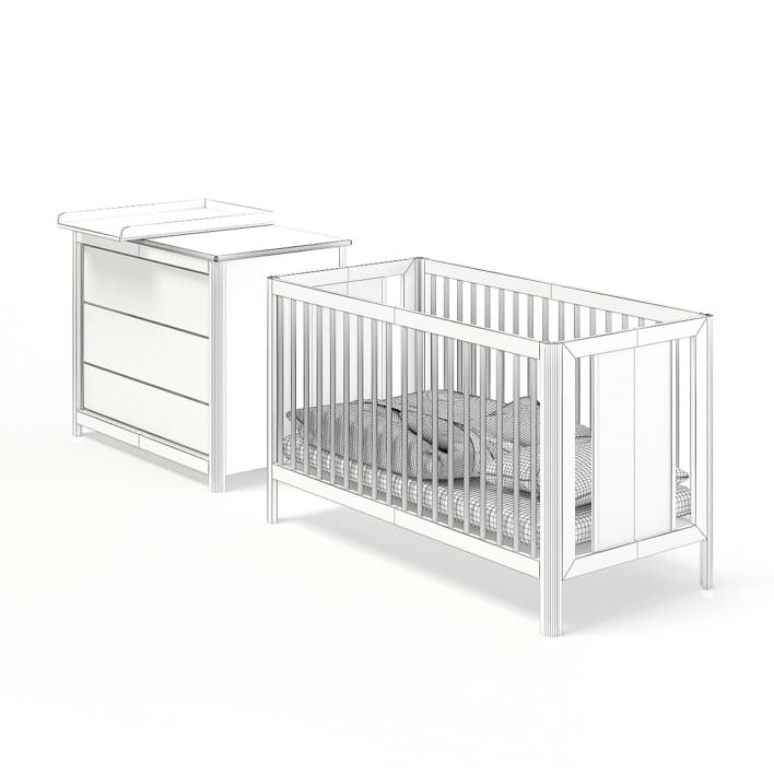 Baby Bed and White Cabinet