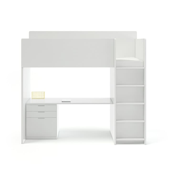 White Bunk Bed with Desk