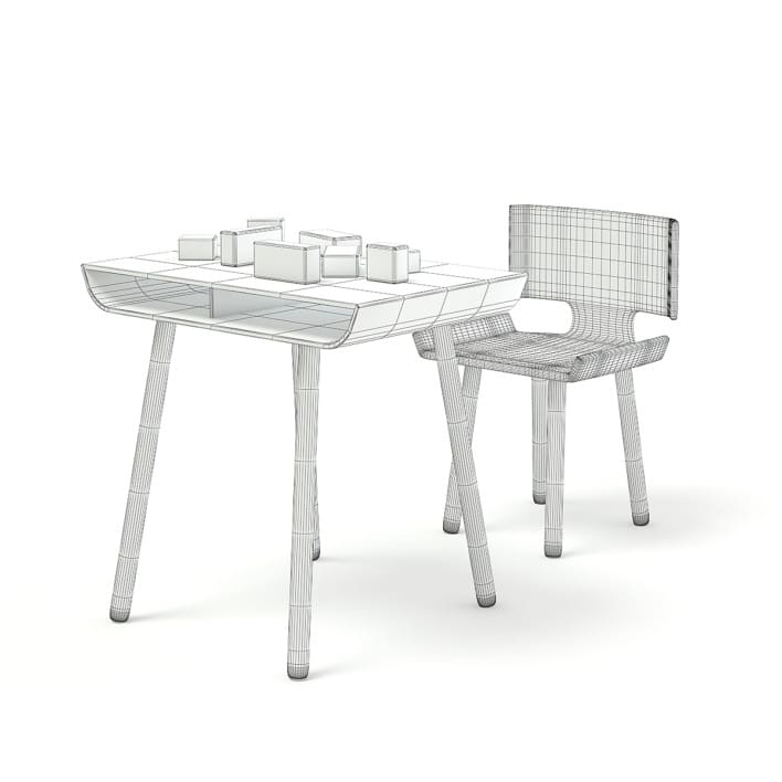 Children Chair and Table with Blocks