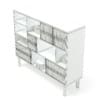 Wooden Shelf with Black and White Boxes