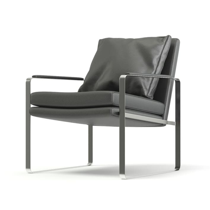 Metal and Leather Chair with Pillow 3D Model (9704)