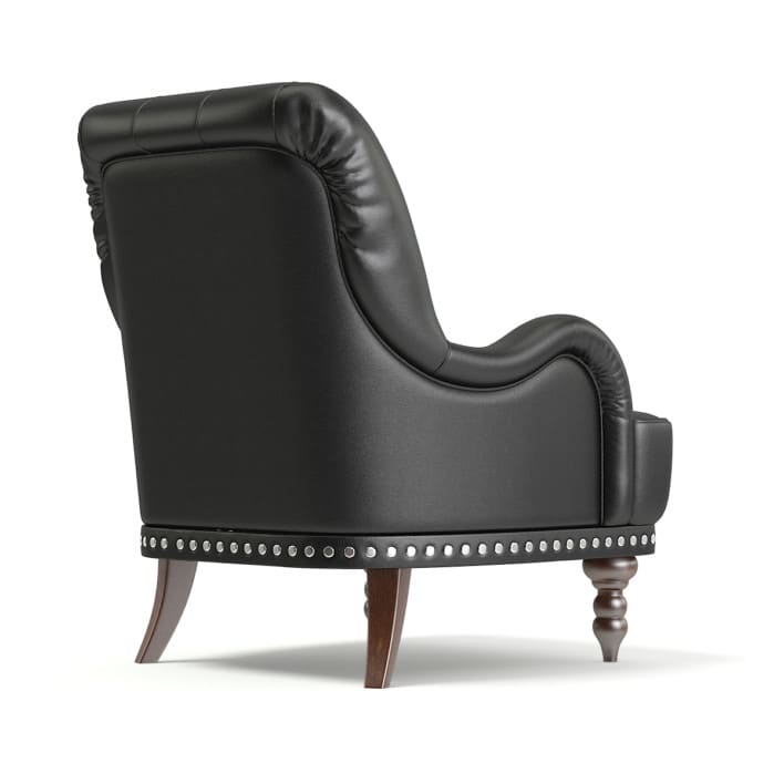 Black Leather Classic Armchair 3D Model